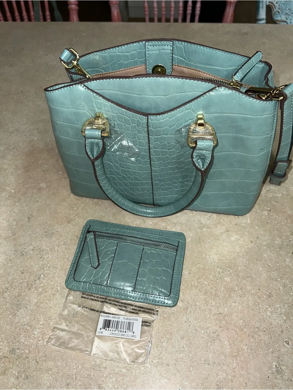 Kate Landry croc embossed